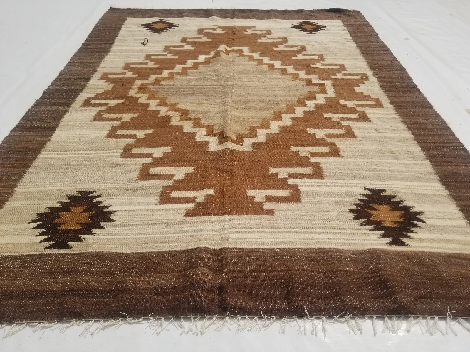 Vintage Traditional Handmade Turkish Wool Multicolor Kilim Rug 5.7x4.3ft gallery