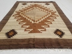 Vintage Traditional Handmade Turkish Wool Multicolor Kilim Rug 5.7×4.3ft