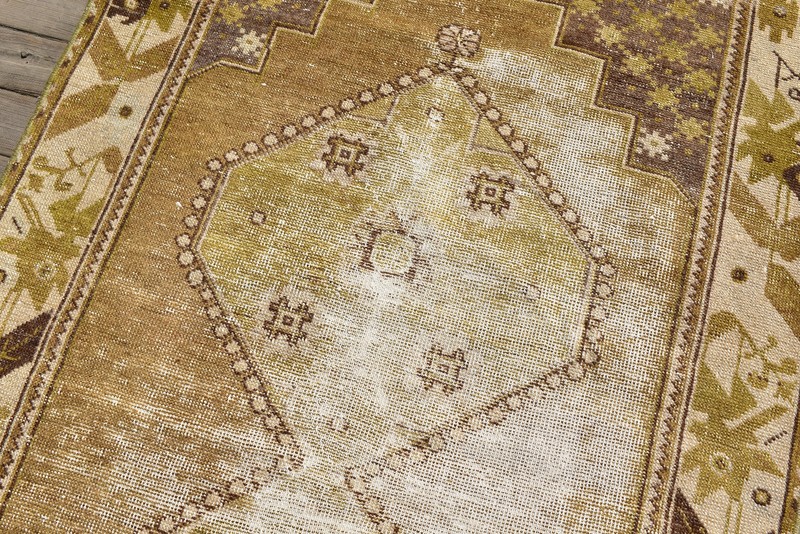 Turkish Rug 3x6 Handwoven Oushak Rug 105x210cm Natural Wool Carpet Muted Rug gallery