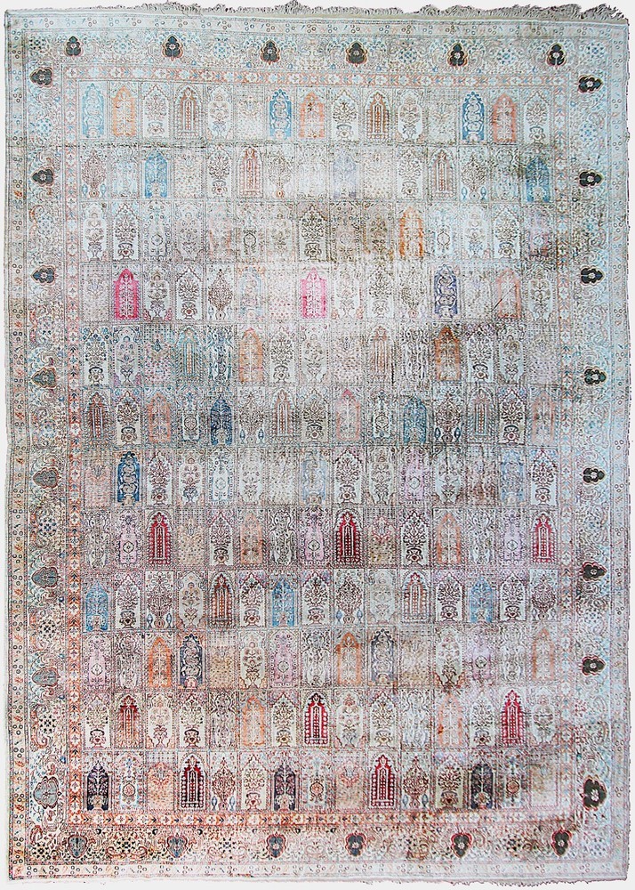 10x14 Antique Authentic Silk & Metal Turkish Hereke Fine Garden 295cm x 422