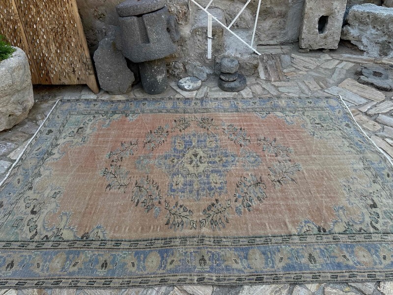 Large Hand-Knotted Oushak Rug 6x9 Orange Wool Traditional Carpet Low Pile Rug gallery