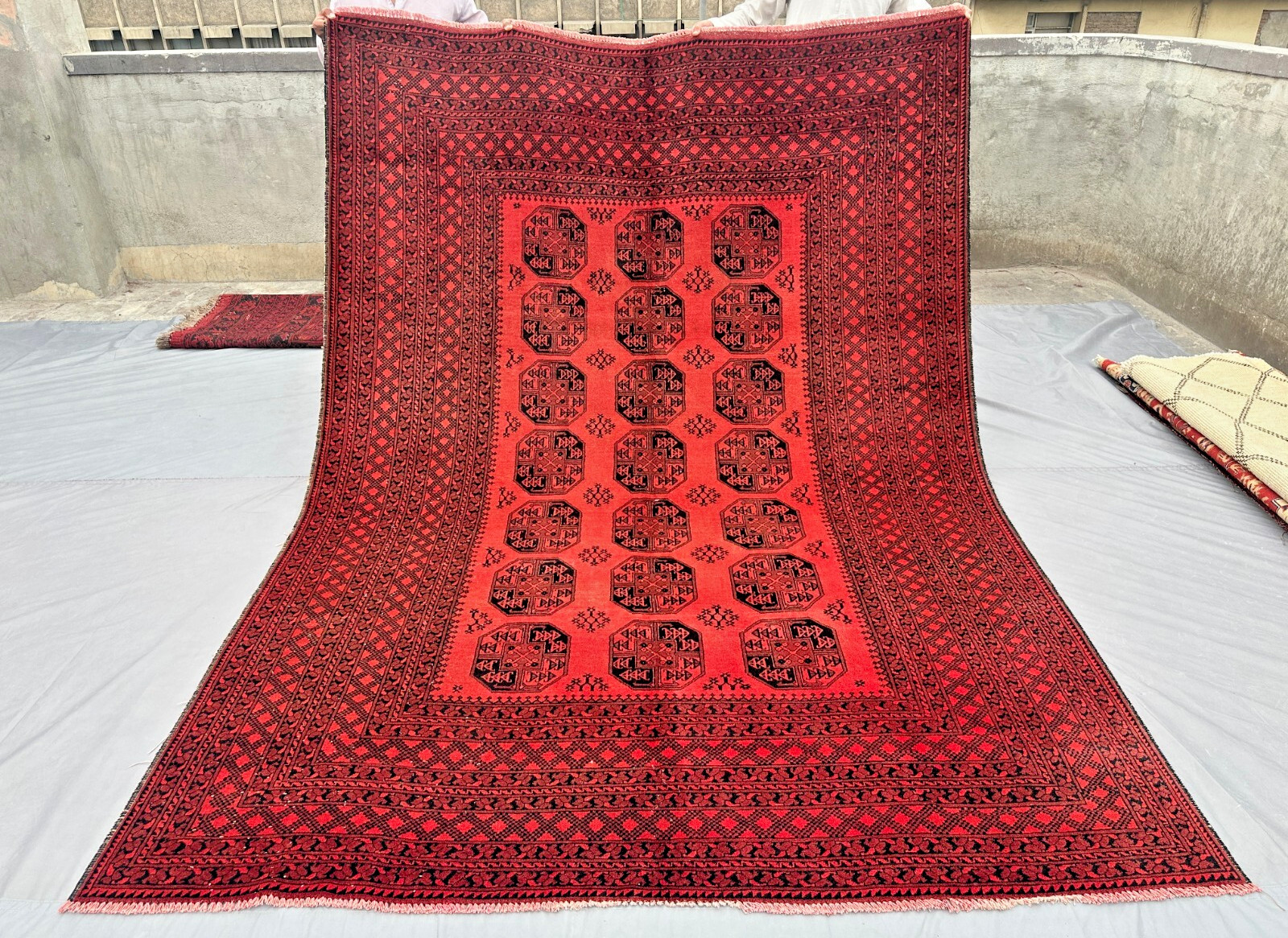 Vintage Afghan Filpai Rug | Hand Knotted Wool Ersari Turkmen Carpet 6.8x9.4 ft gallery