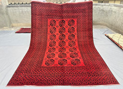 Vintage Afghan Filpai Rug | Hand Knotted Wool Ersari Turkmen Carpet 6.8×9.4 ft