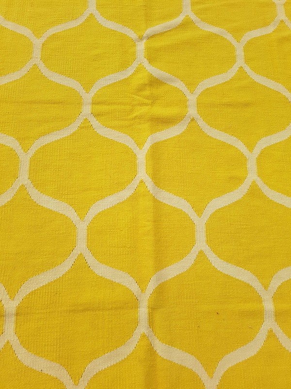 Vintage Handmade Traditional Geometric Yellow Kilim Floor Rug Carpet 233x166cm gallery