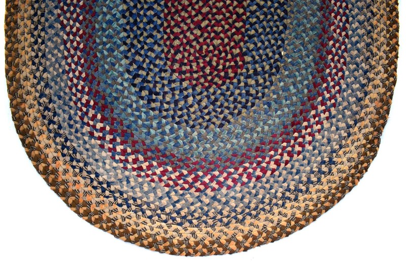 Vintage Hand Made Braided Wool Rug - Maine - Country, Folk Craft, Oval - 40x52 gallery