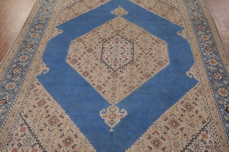 Blue Over-dyed Area Rug 10x13 Hand-knotted Wool Geometric Traditional Carpet gallery