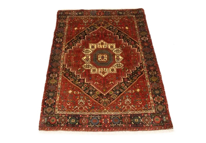 Vintage Bidjar Oriental Rug Geometric Floral Handmade Plush Carpet 3'4X4'9 ft gallery