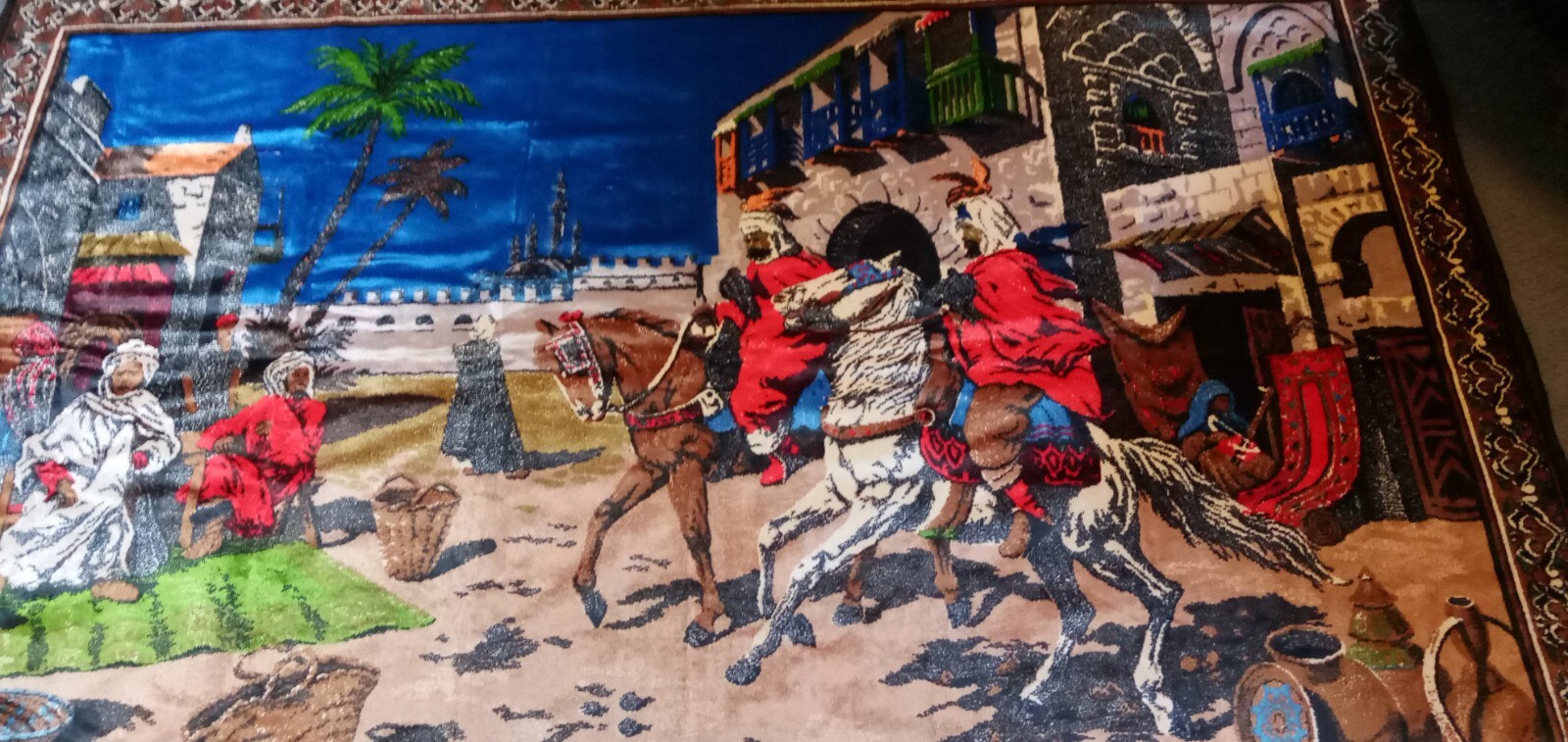 Blue Velvet Rug or Wall Hanging 46"x74" Desert Scene gallery