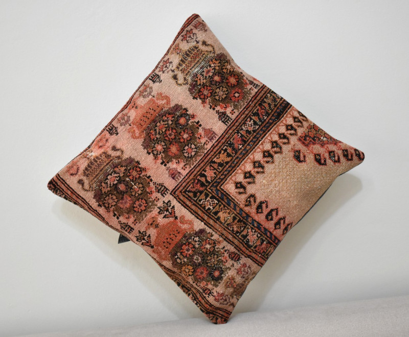Antique Pillow Cover Sofa Rug 16'' x 16'' Made of Antique Cushion Cover Carpet gallery