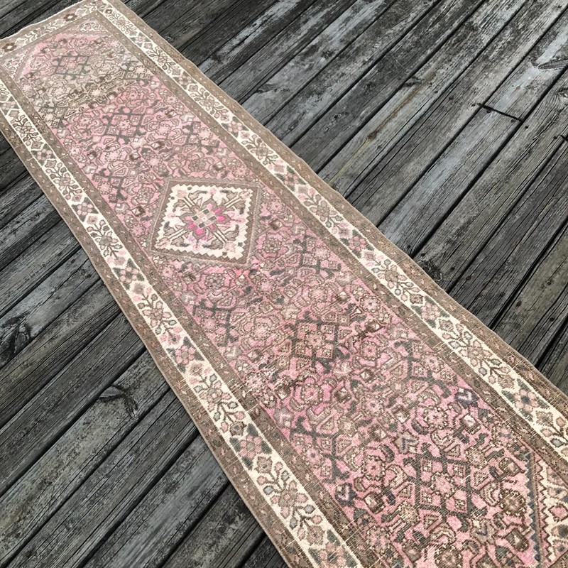 Vintage Runner Rug | Pink and Brown Tones | 3x10 gallery