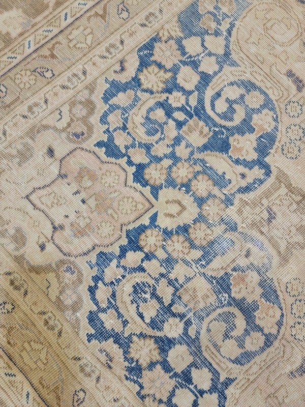 Antique Oriental Hand-Knotted Wool Area Rug Distressed Beige/Blue 9'6" x 12'9" gallery