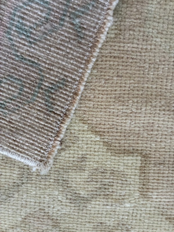 Powder Room Bedside Small Rug 2x3 Vintage Turkish Oushak Ivory Cream Wool Mat gallery