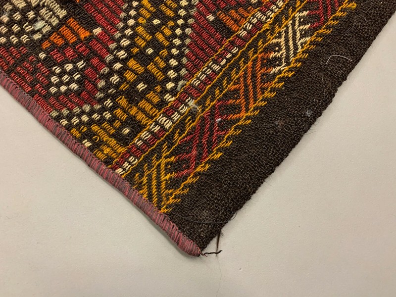 Old Turkish narrow Kilim Runner 315x51 cm, shabby chic, vintage kelim Red Black gallery