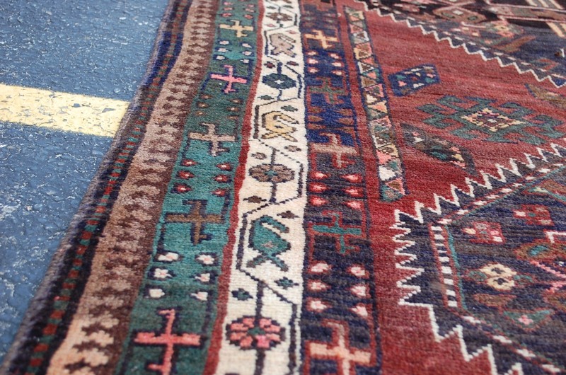 OLD,ANTIQUE CAUCASIAN DESIGN IN SIZE 4'1"×12" VERY RARE KAZAK,VILLAGE DESIGN RUG gallery