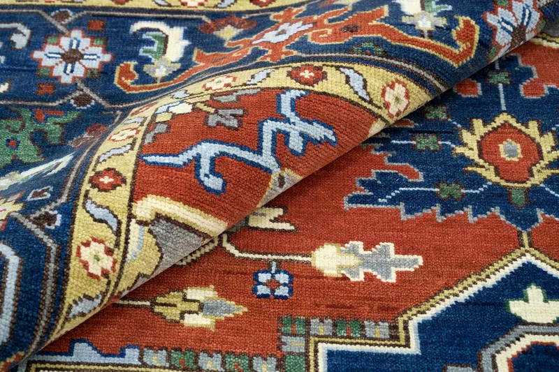 Red Blue Antique Hand Knotted Turkish Oushak Rugs Vintage Carpets For Livingroom gallery