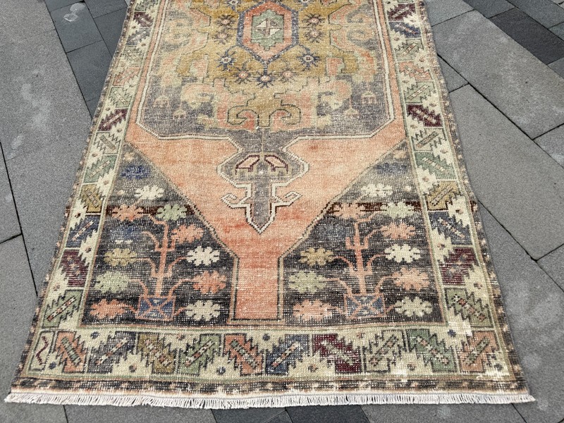 Vintage Oushak Rug 4x8.5 ft Hand-Knotted Turkish Wool Area Rug Boho gallery