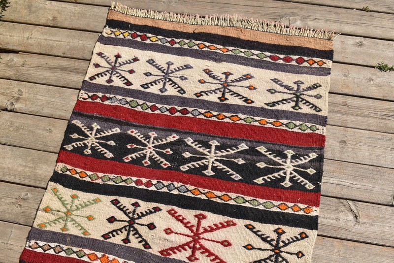 Turkish Rug 2'x7' Oriental Rug Cicim Runner Kilim Corridor Hallway Rug 63x230cm gallery