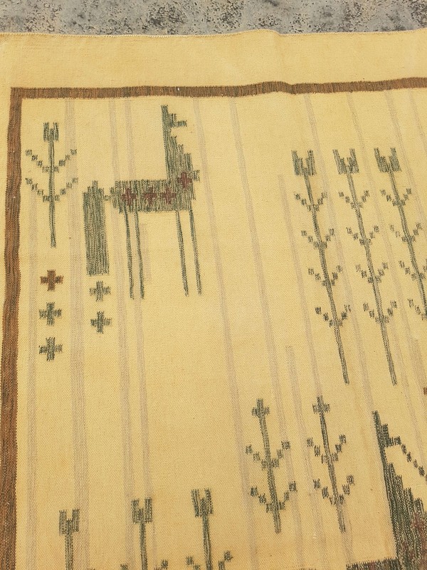 Antique Handmade Scandinavian Beautiful Multicolor Kilim Rug Carpet 223x155cm gallery