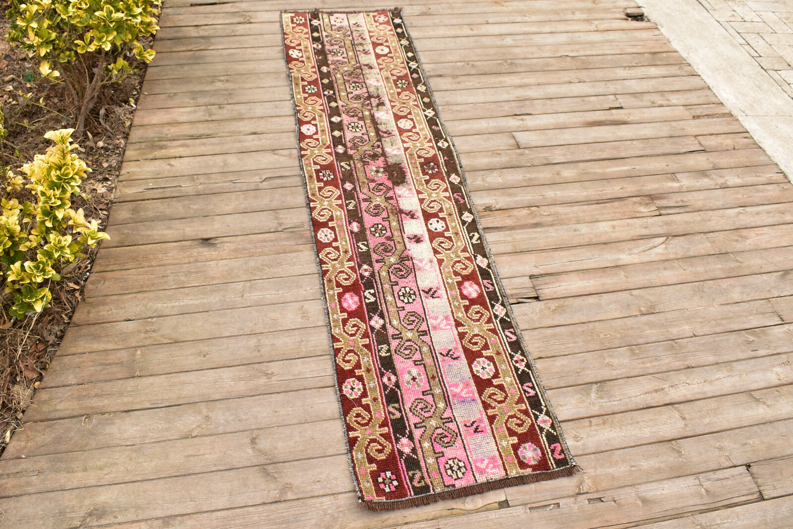 Turkish Kilim Rug 1x6 Handwoven Kars Natural Wool Carpet 50x213cm Runner Rug gallery