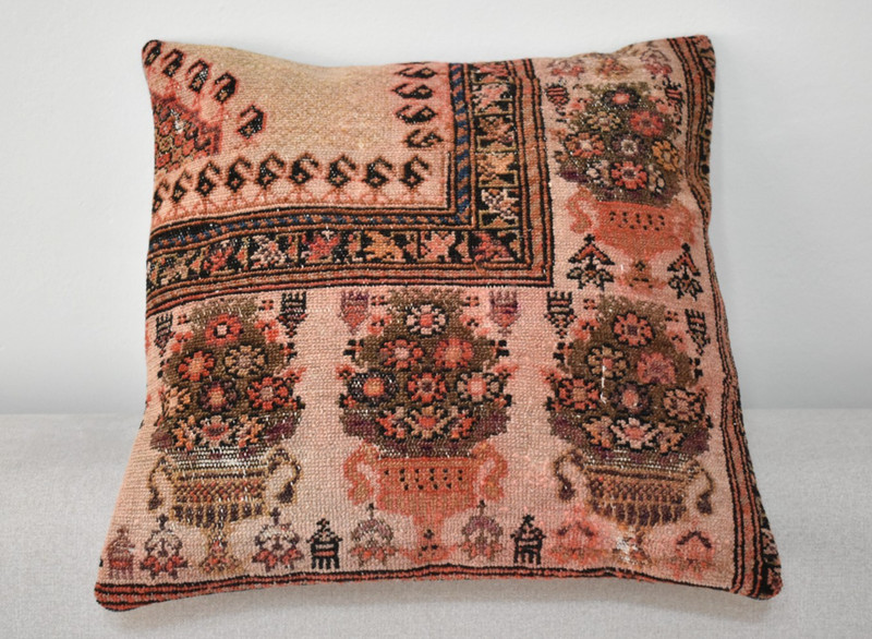 Antique Pillow Cover Sofa Rug 16'' x 16'' Made of Antique Cushion Cover Carpet gallery