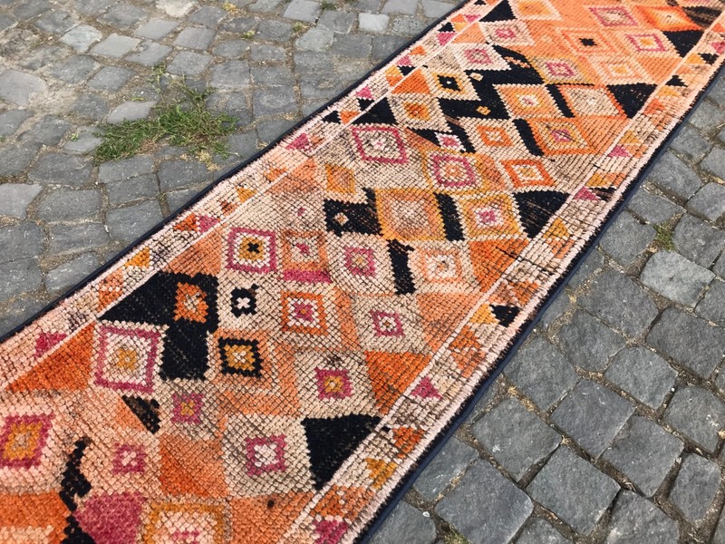 Turkish Vintage Rug Handmade Wool Rug Bohemian Runner Rug Home Rug2,2 x 11, ft gallery