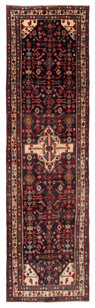 3'10" x 13'8" Vintage Hand-knotted Runner Rug Traditional Oriental Wool Carpet