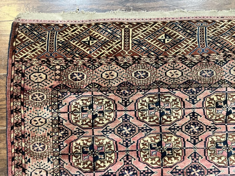 Turkoman Bokhara Rug 4x6 Wool Hand Knotted Antique Handmade Carpet Red Pink gallery