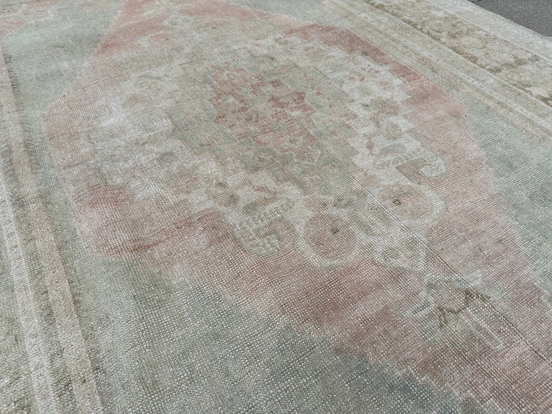 6 x 9 ft Blue Pink Turkish Taspinar 1970s Vintage Hand Knotted Wool Turkish Rug gallery