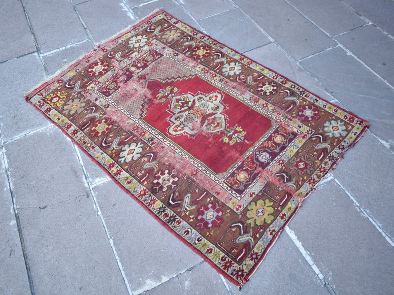 Antique Turkish Rug 39'' x 57'' Collector's Item Prayer Rug Kirsehir Wool Rug gallery