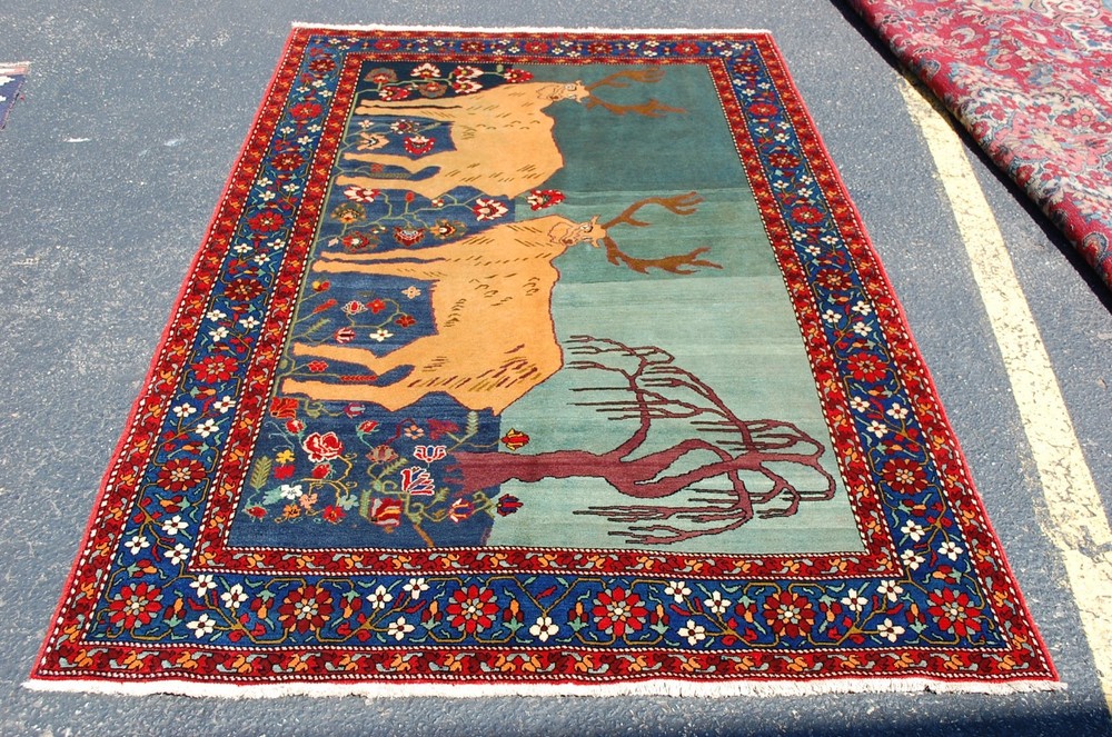 CIRCA 1920s ANTIQUE FINE CAUCASIAN GHARABAGH_KARABAKH RUG 4.10x7.8 HIGH KPSI