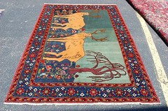 CIRCA 1920s ANTIQUE FINE CAUCASIAN GHARABAGH_KARABAKH RUG 4.10×7.8 HIGH KPSI