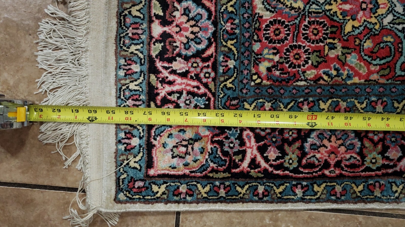 vintage oriental rug 3 ft x 5 ft handmade Kashmir 1980's unused condition gallery