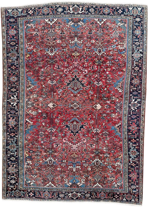 8x11 Antique Traditional Geometric Handmade Red Wool Area Rug 239cm x 336 c.1920 gallery