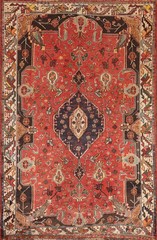 Vintage Red Tribal Area Rug 4×5 Ft Handmade Medallion Wool Carpet Oriental Rug