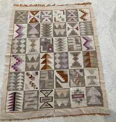 Vintage Handmade Traditional Turkish Anatolian Wool Kilim Area Rug 144×113 cm