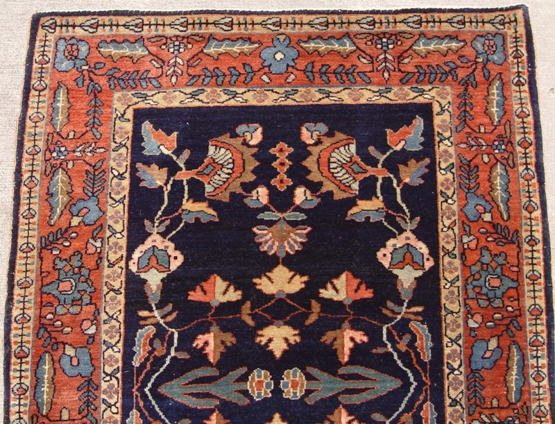 EXCELLENT ANTIQUE SAROUKK NAVY HAND KNOTTED WOOL ORIENTAL RUG RARE 2' x 3' gallery