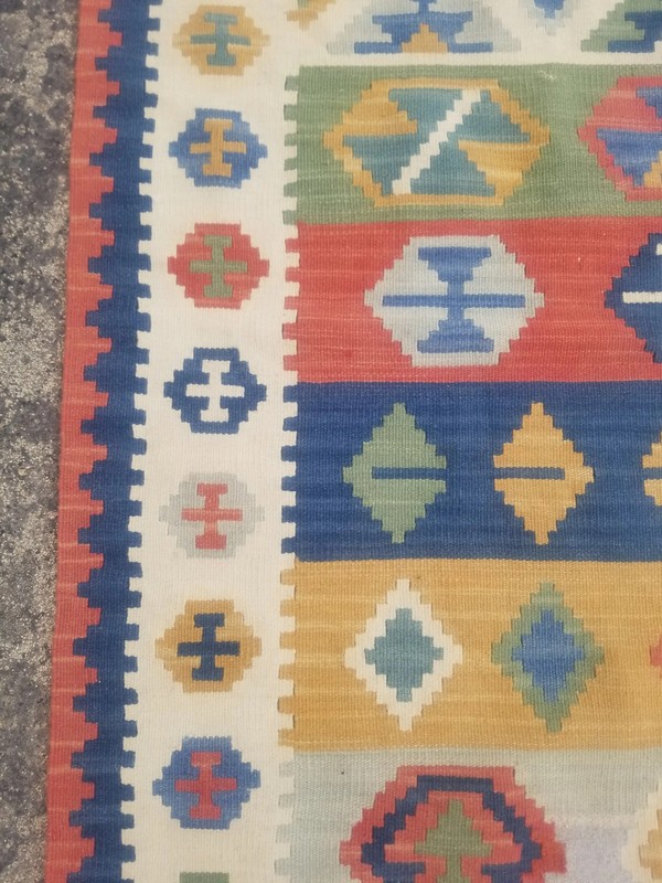Distressed Fine Vintage Traditional Handmade Afghan Wool Kilim 3.9x2.8 ft gallery