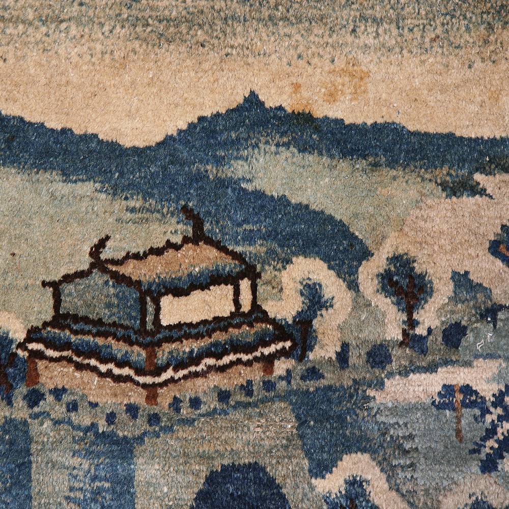 ANTIQUE MONGOLIAN WOOL PILE RUG LANDSCAPE CARPETS LATE 19TH C. gallery