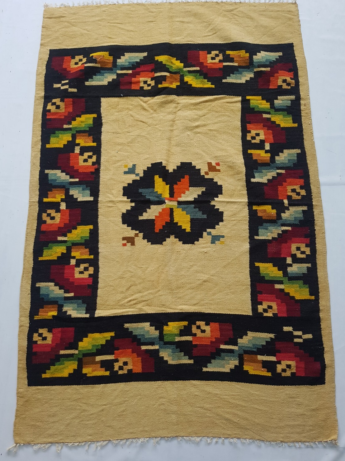 Vintage Handmade Traditional Native American Kilim Floor Rug Carpet 190x125 cm gallery