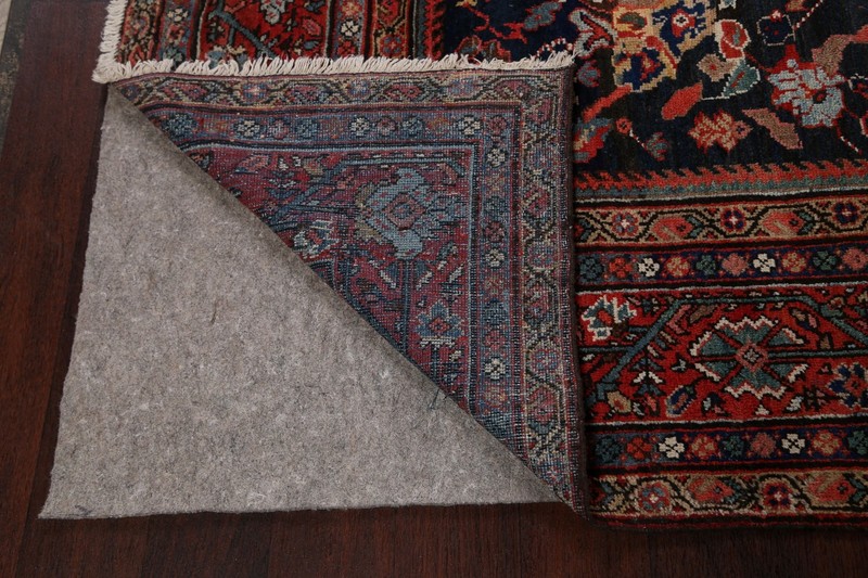 Antique Navy Blue Floral Area Rug 11x18 Handmade Wool All-Over Pattern Carpet gallery