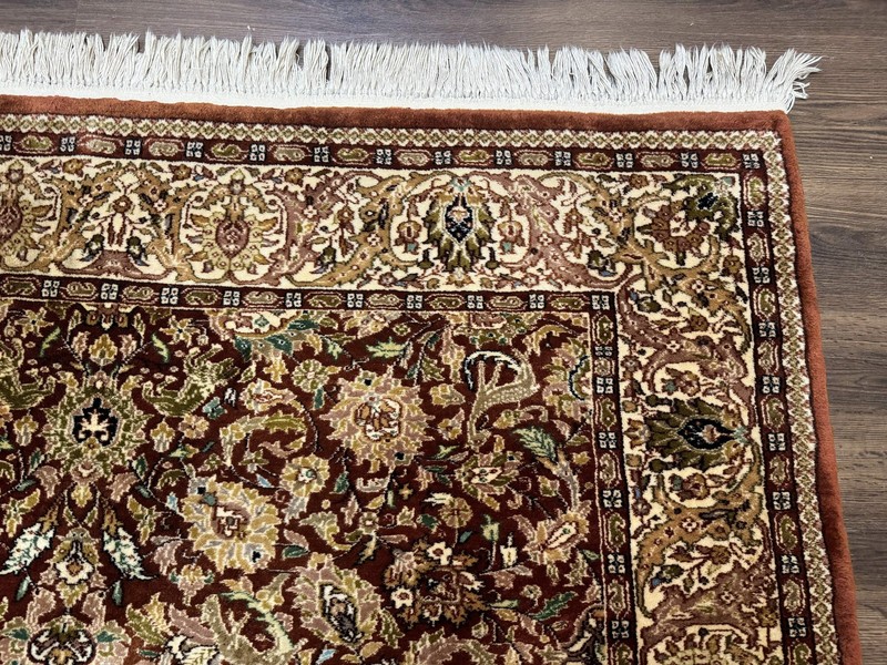 Tree of Life Indian Kashmiri Rug 6x9 Rust Red Cream Animal Pictorials 290 KPSI gallery