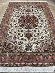 6’ 6”x9’ 10” FINE ORIENTAL RUG WOOL SILK VINTAGE HANDMADE HAND-KNOTTED COLORFUL