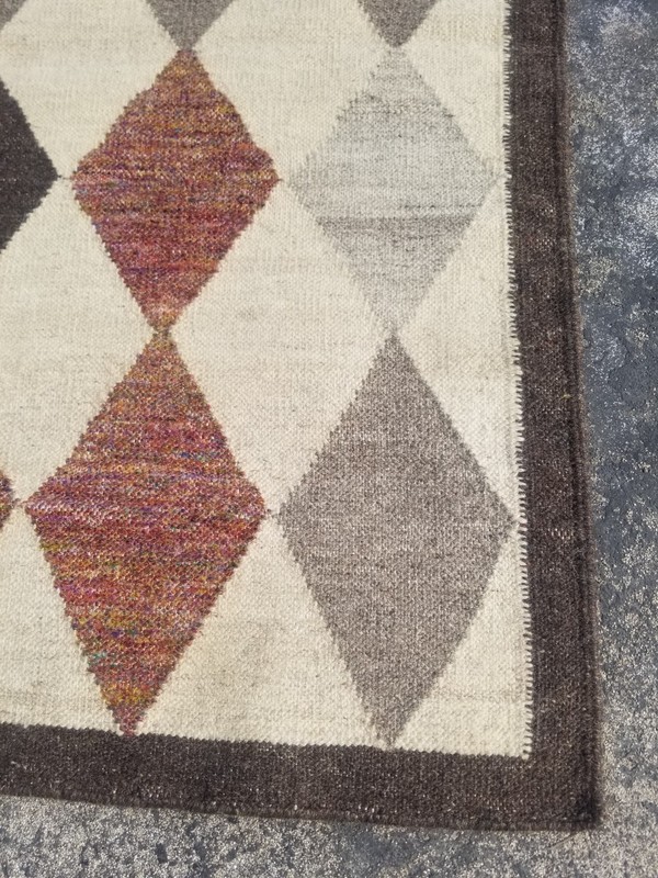Vintage Handmade Swedish Geometric Wool Kilim Rug 133x73 cm gallery