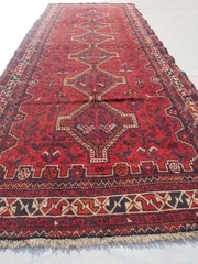 Vintage Hand Made Traditional Oriental Wool Red Beige Long Runner 289x110cms