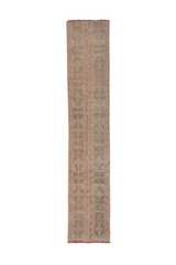 Mid-Century Tan Modern Anatolia Faded Colors Low Pile Rug, Narrow Kitchen Carpet