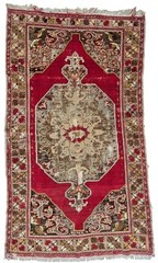 100 yo Antique Anatolian Wool Rug 47 x 81 in Turkish Handwoven Fragment Rug