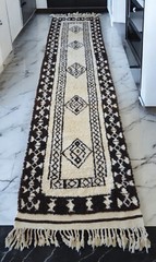 Turkish Runner Rug, HandMade Vintage Hallway Decor, Undyed Wool Rug 3×12 ft aprx