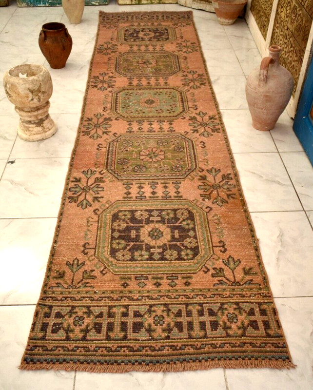 Turkish Rug 31'' x 135'' Vintage Anatolian Runner Rug Hallway Corridor Area Rug gallery
