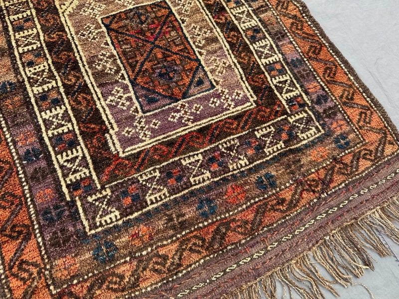 Antique Afghan Tribal Wool Rug Rare Caucasian Medallion Low Pile Small Area Rug gallery