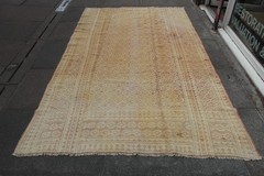 Vintage Traditional Hand Made Oriental Cotton Brown Yellow Kilim Ziloo 270x162cm